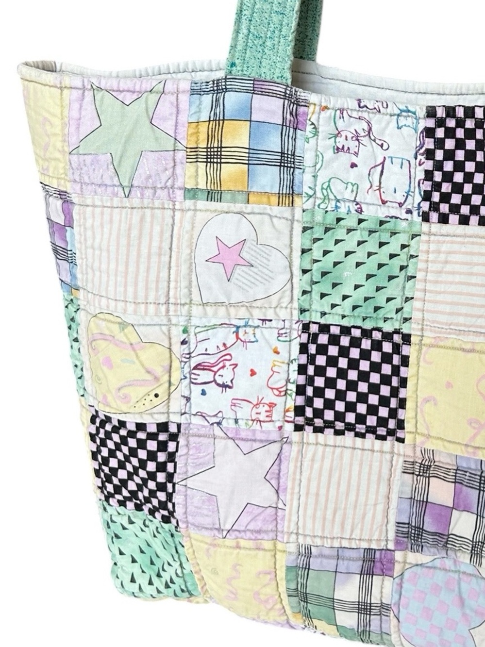 Vintage Handmade Quilted Tote Bag - Picture 2 of 14